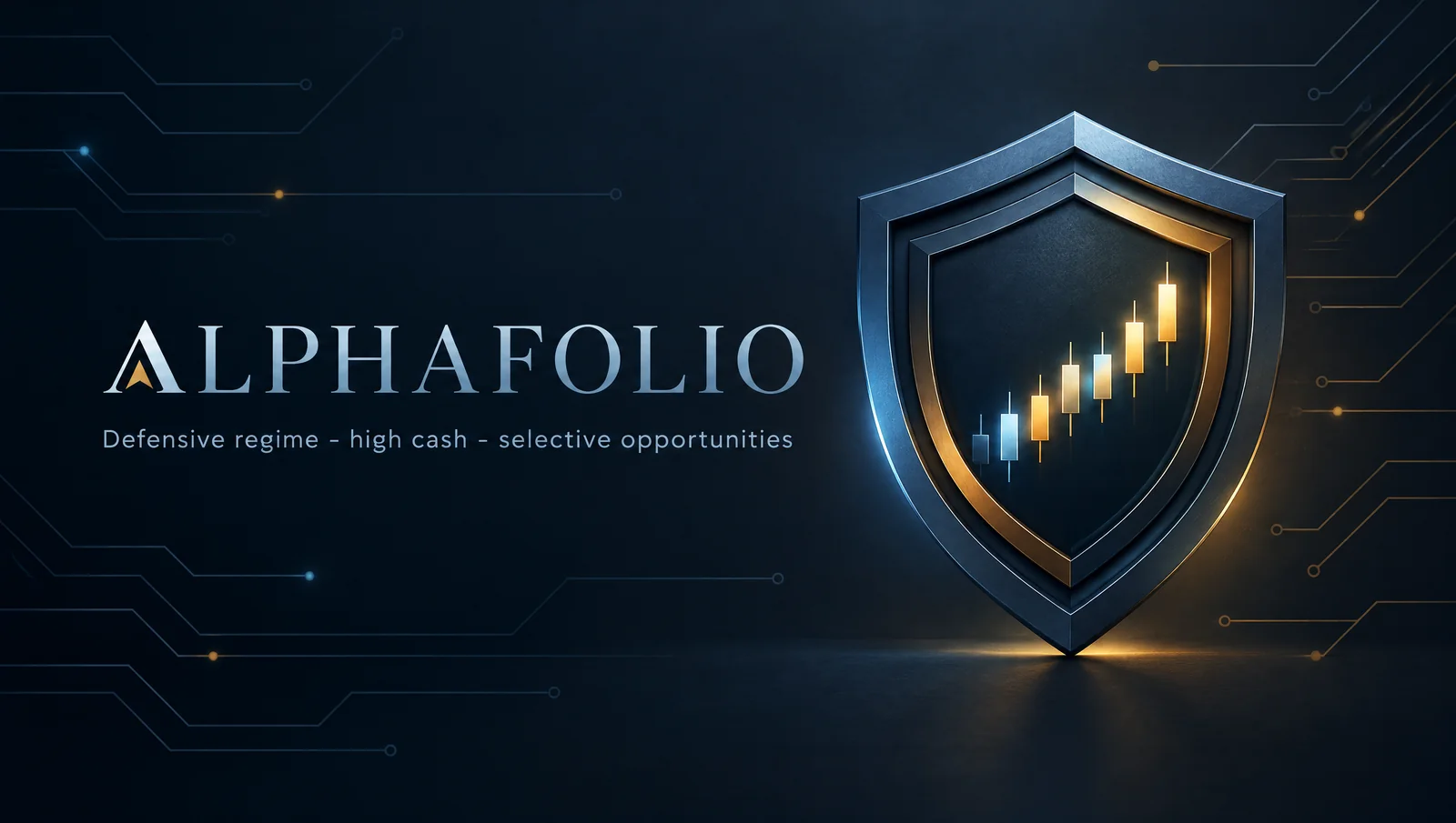 AlphaFolio — defensive market regime: high cash, selective opportunities
